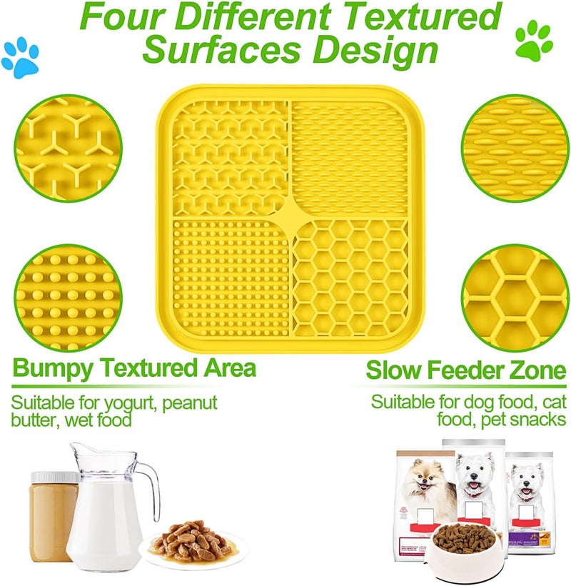 LUKITO 3PCS Lick Mat for Dogs and Cats, Licking Mat with Suction Cups for Anxiety Relief, Cat Peanut Butter Lick Pad for Boredom Reducer, Dog Enrichment Toy, Dog Lick Mat for Bathing Grooming - Image 2